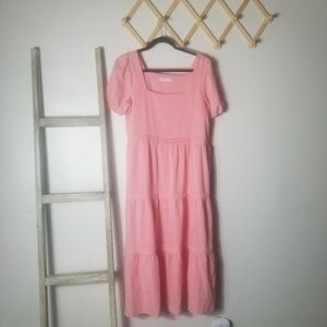 NWT KIRUNDO PINK TIERED PUFFED SLEEVE DRESS SIZE SMALL